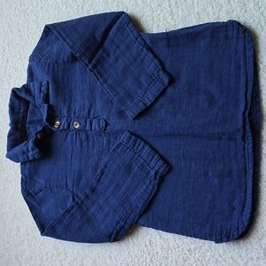 Poudre Organic Navy Blue Long Sleeve Shirt Size 24m Kids